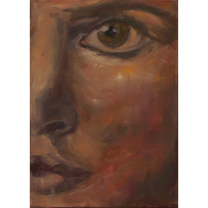 Close up young female portrait by artist Anna Miklashevich