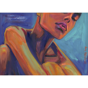African Figure Oil Painting by Anna Miklashevich