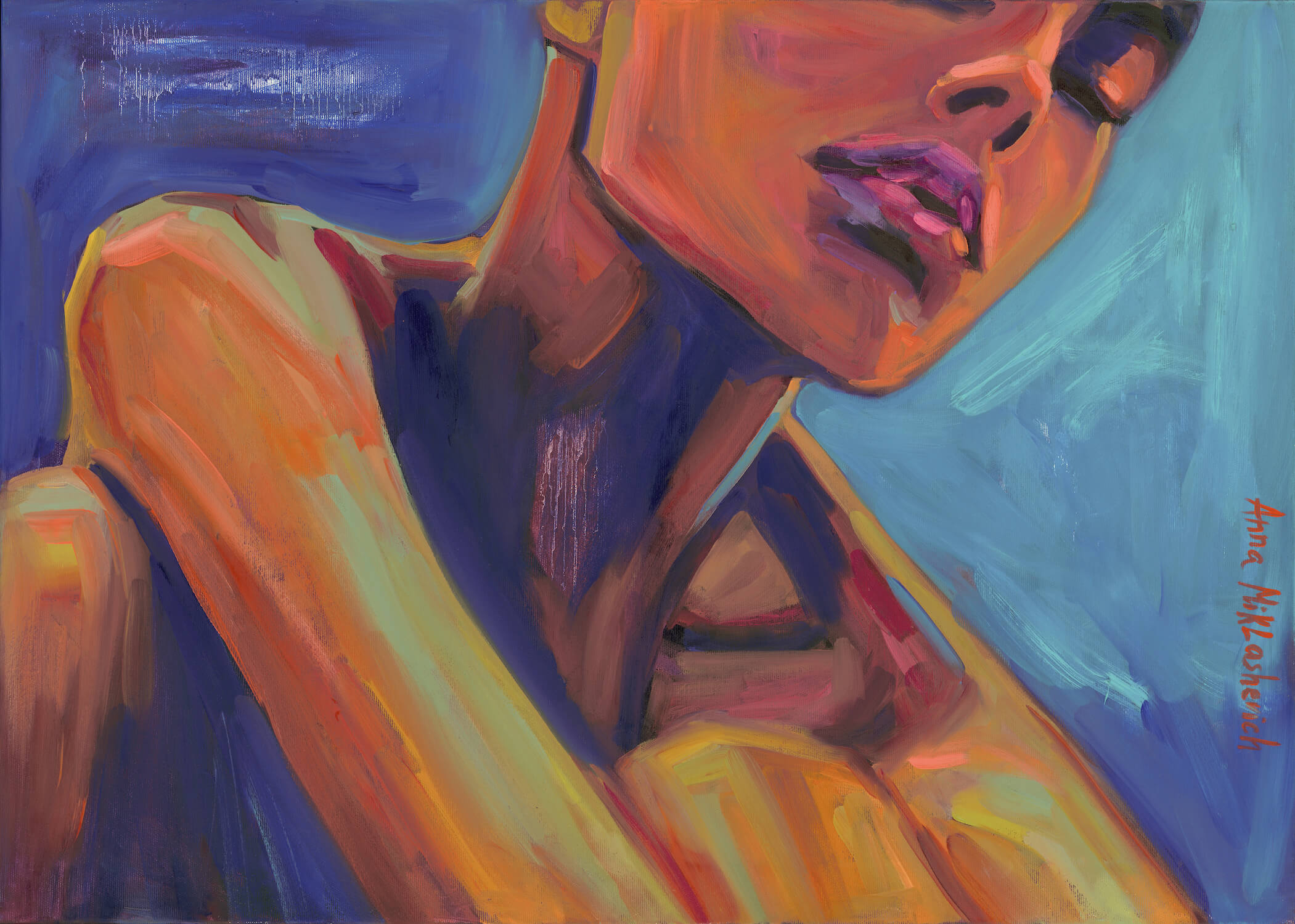 African Figure Oil Painting by Anna Miklashevich