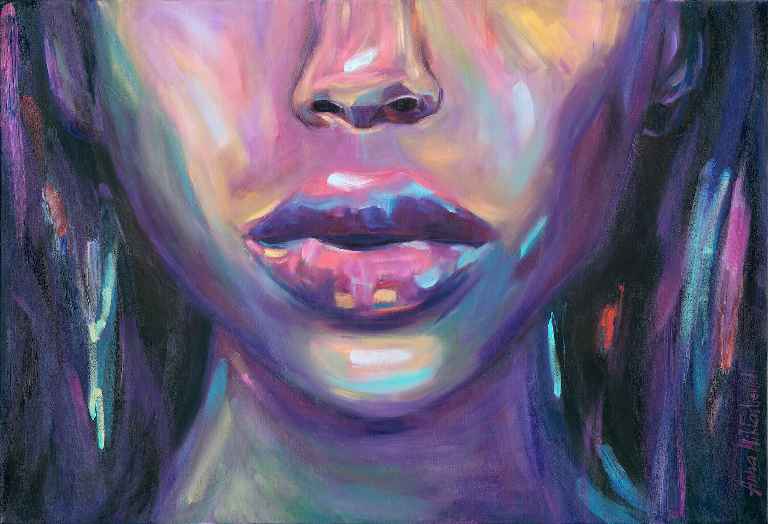 ILLUMINATE THE WORLD - contemporary black woman of color portrait - artist Anna Miklashevich