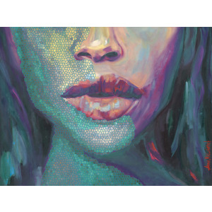 Illuminated - black woman portrait by artist Anna Miklashevich