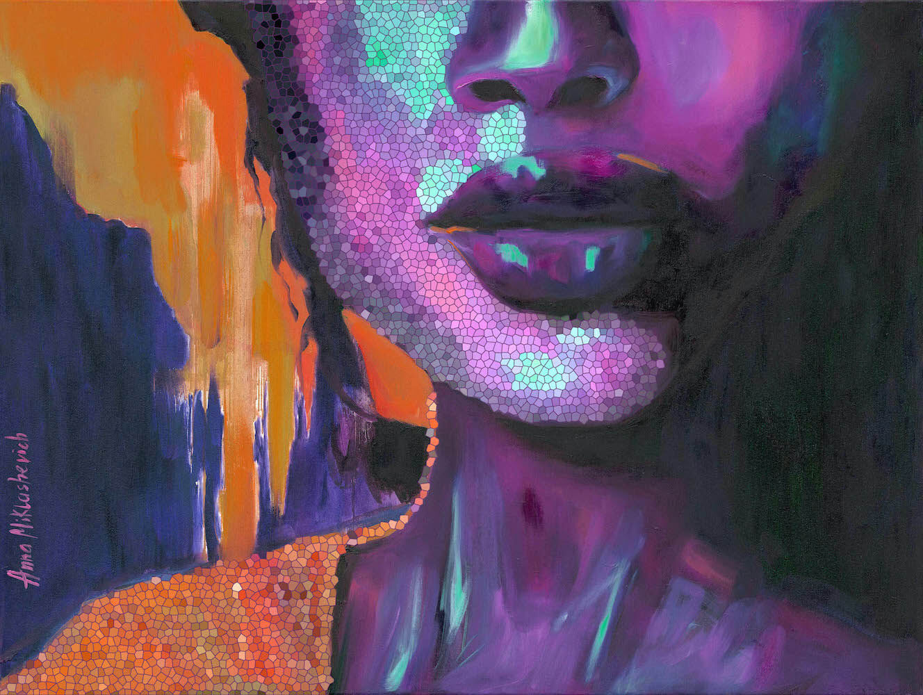 THE MAGIC IS INSIDE - contemporary black woman of color portrait - artist Anna Miklashevich
