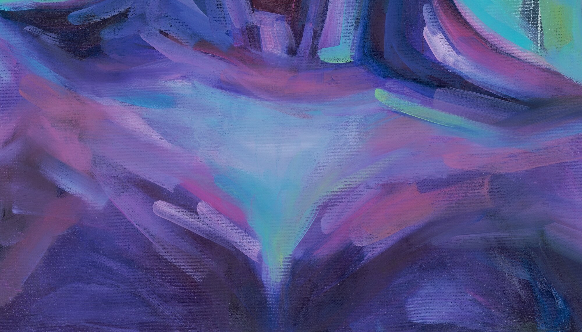 Phenomenally Black female portrait in teal and purple by artist Anna Miklashevich
