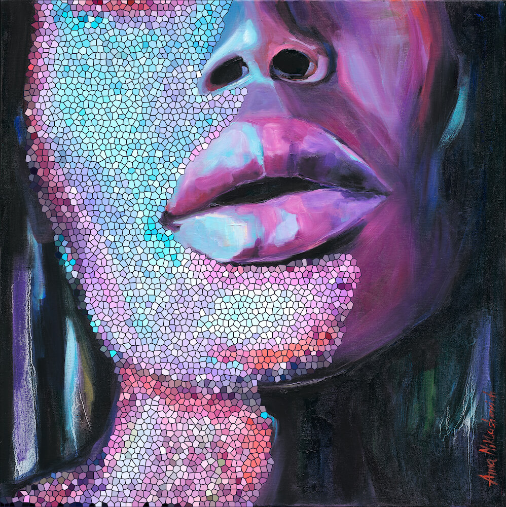 SILVER black woman portrait by artist Anna Miklashevich