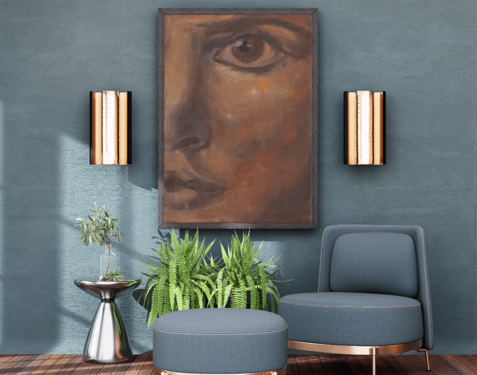 Close up young female portrait by artist Anna Miklashevich